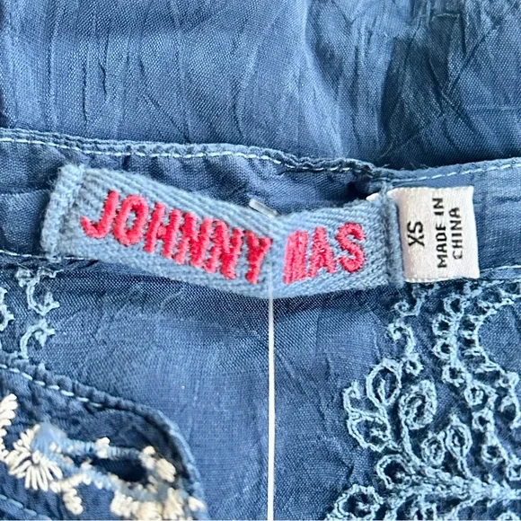 NEW Johnny Was Kones Tunic Size XS Blue Embroidered Top Boho Short Sleeve - Picture 7 of 9